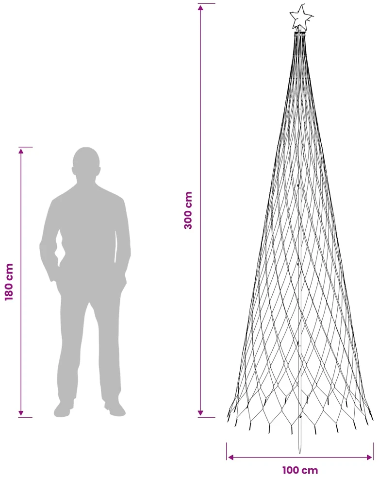 LED Kalėdų medis 300 cm 350 LED Mėlyna Geležis Juoda
