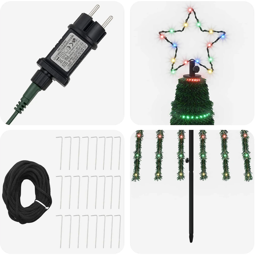 LED Kalėdų medis 300 cm 668 LED Įvairių spalvų Plienas Juoda