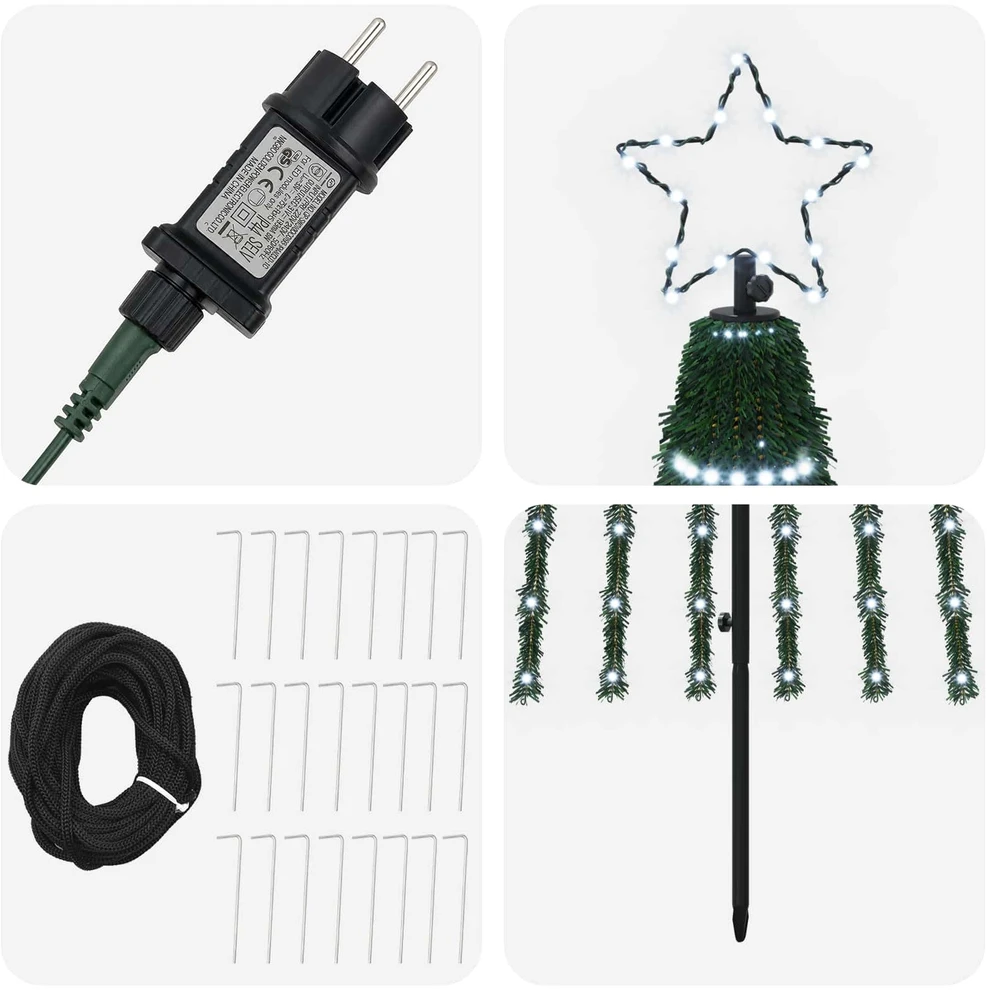 LED Kalėdų medis 300 cm 668 LED Šalta balta Plienas Juoda