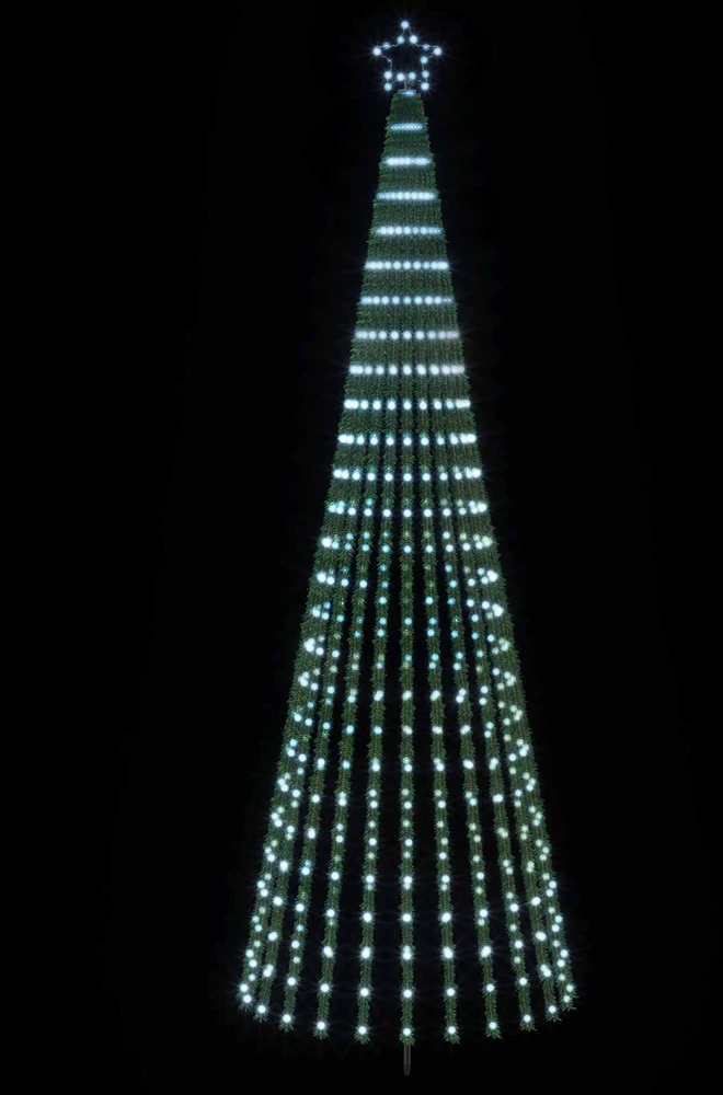 LED Kalėdų medis 300 cm 668 LED Šalta balta Plienas Juoda
