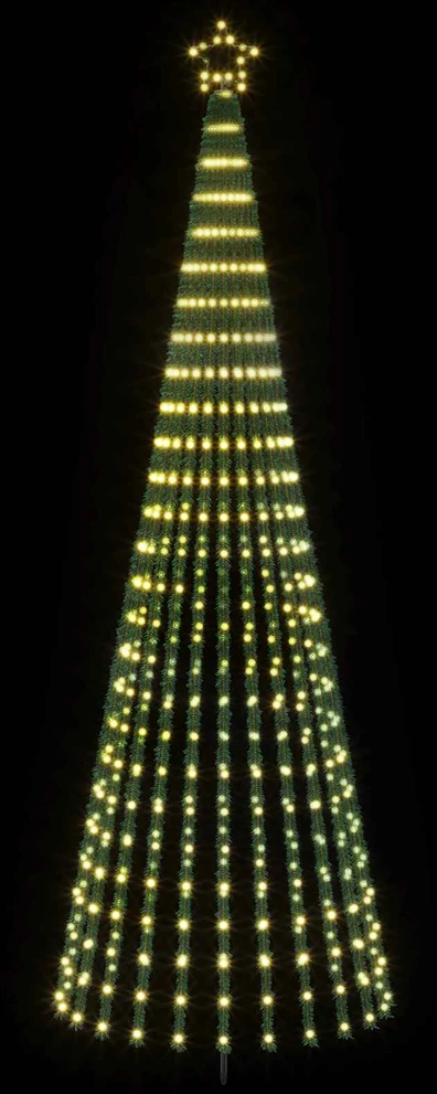 LED Kalėdų medis 300 cm 668 LED Šilta balta Plienas Juoda
