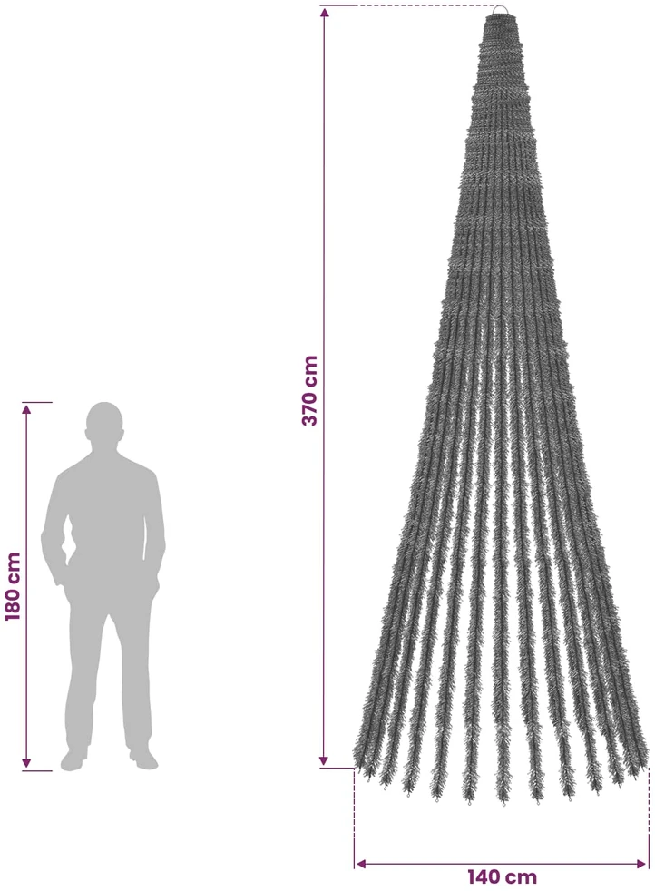 LED Kalėdų medis 370 cm 1008 LED Įvairių spalvų Plienas Žalia