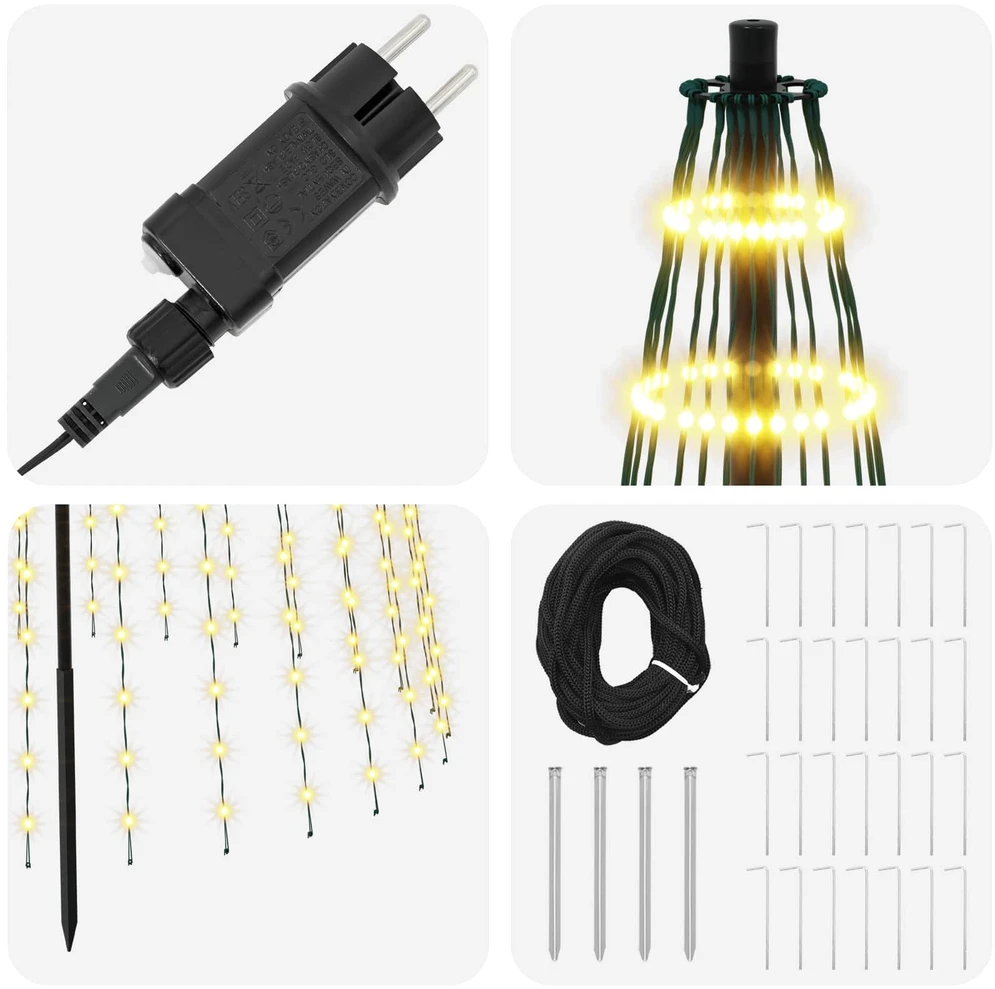 LED Kalėdų medis 385 cm 1148 LED Šilta balta Geležis Juoda