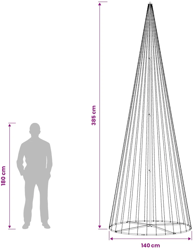 LED Kalėdų medis 385 cm 1148 LED Šilta balta Geležis Juoda