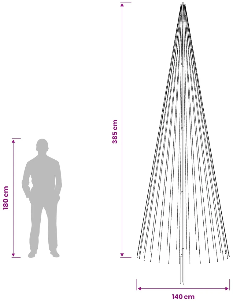 LED Kalėdų medis 385 cm 1148 LED Šilta balta Geležis Juoda