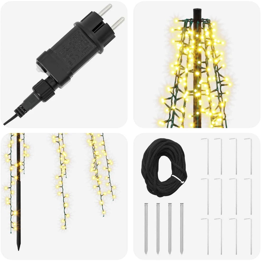 LED Kalėdų medis 385 cm 2460 LED Šilta balta Plienas Juoda