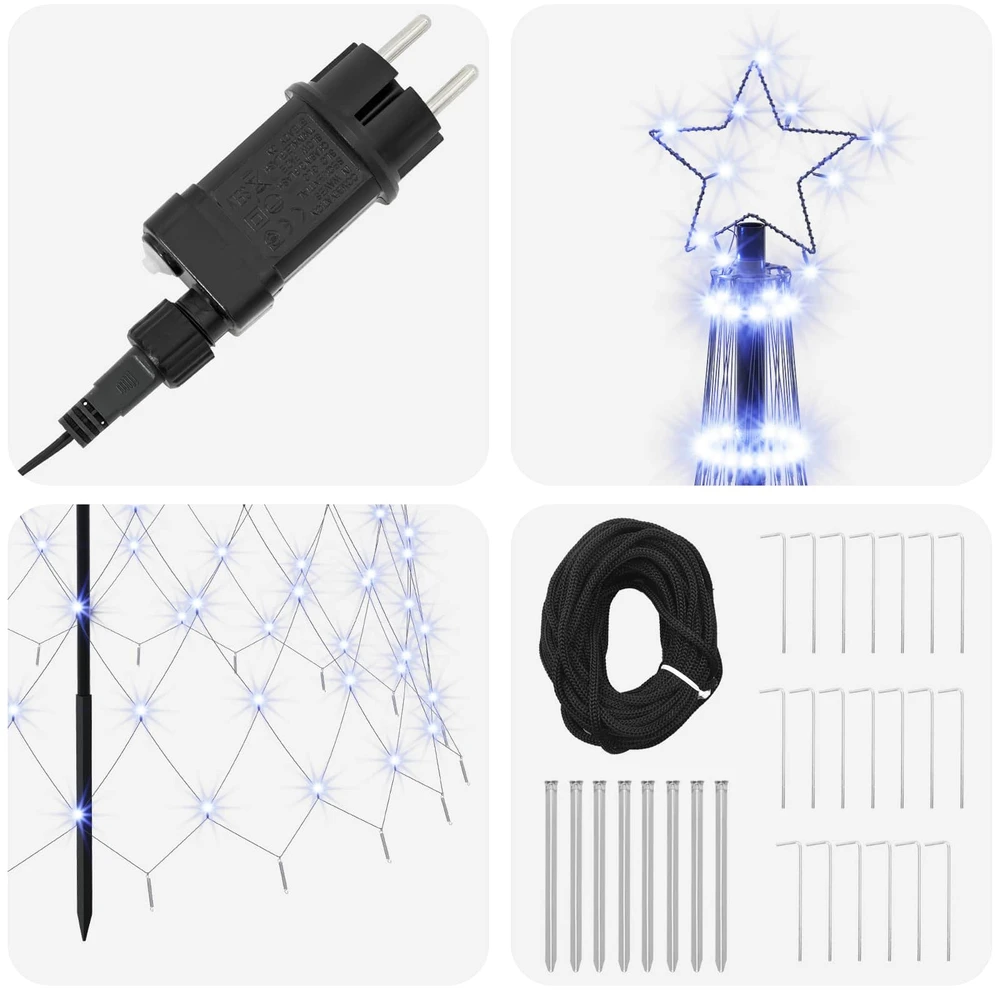 LED Kalėdų medis 400 cm 450 LED Mėlyna Geležis Juoda