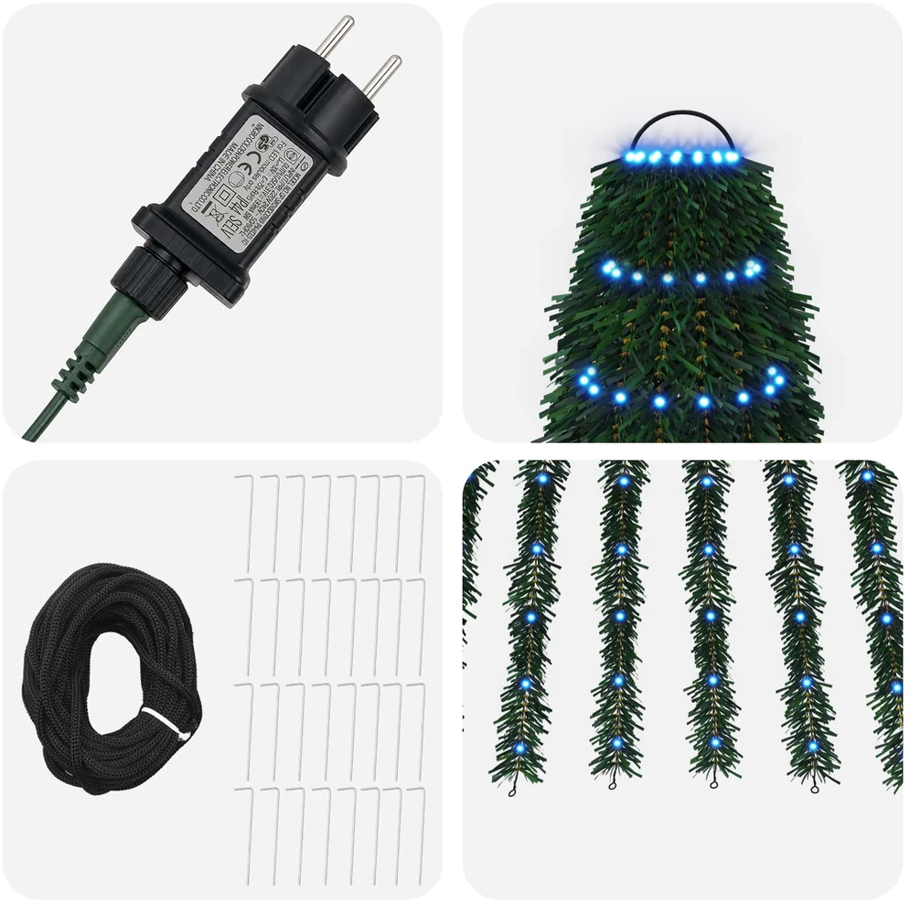 LED Kalėdų medis 470 cm 1504 LED Mėlyna Plienas Žalia