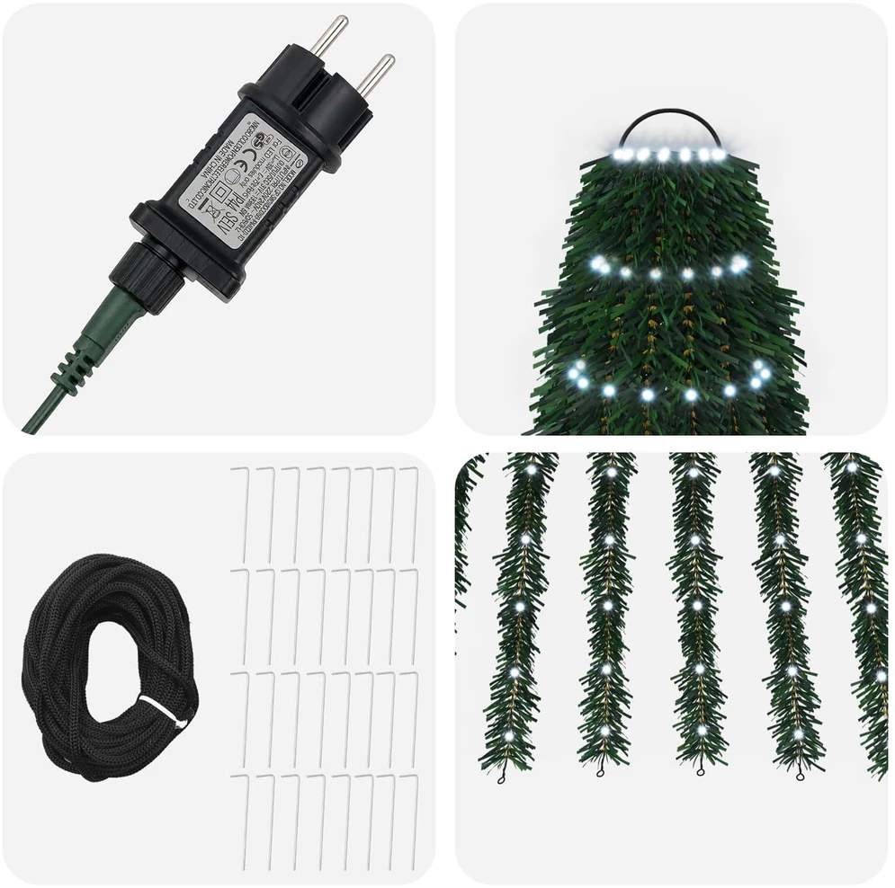 LED Kalėdų medis 470 cm 1504 LED Šalta balta Plienas Žalia