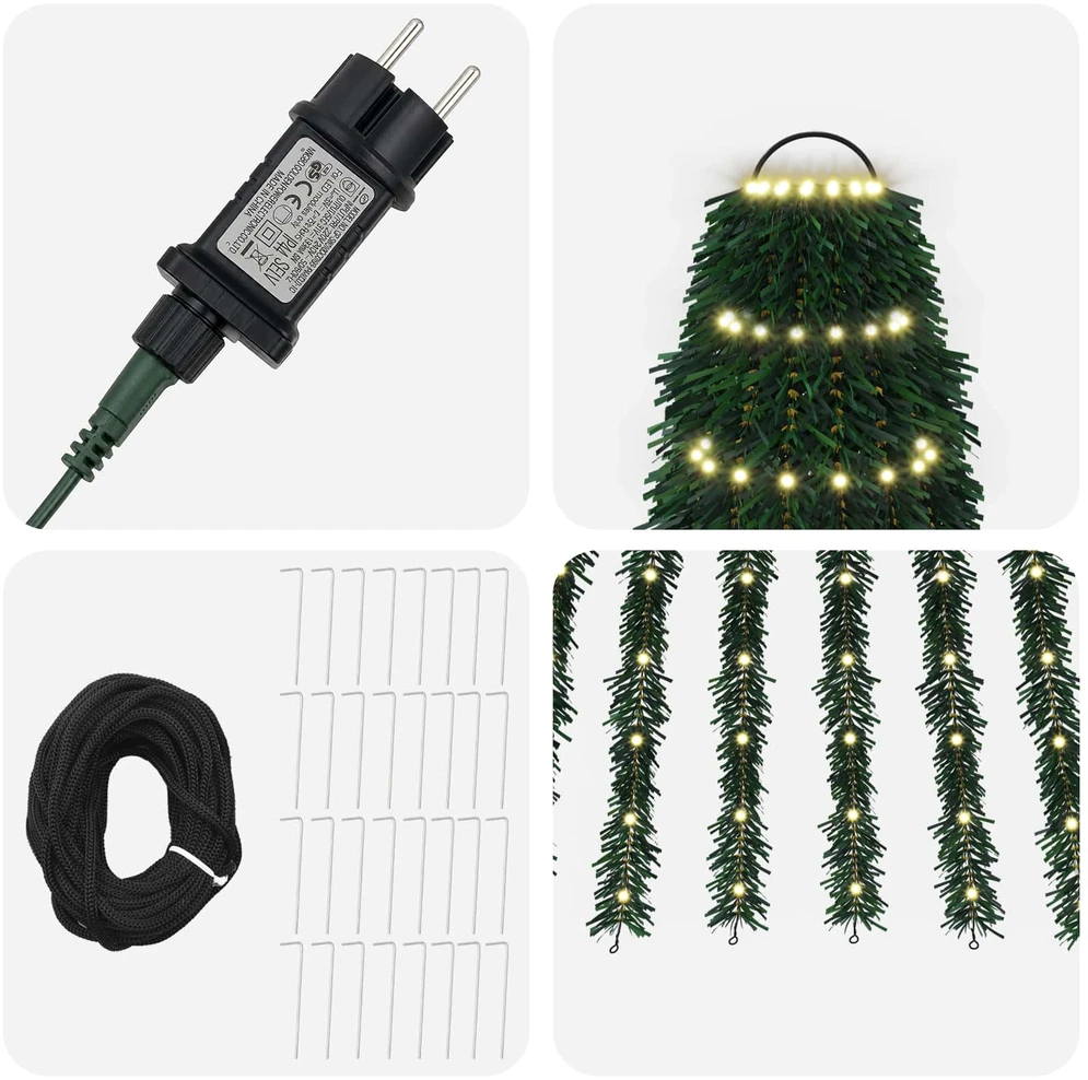 LED Kalėdų medis 470 cm 1504 LED Šilta balta Plienas Žalia