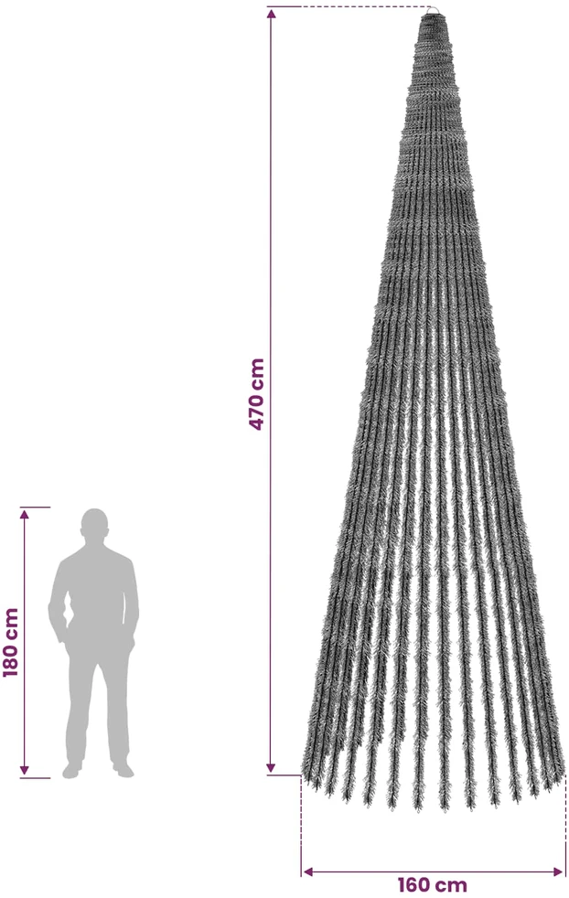 LED Kalėdų medis 470 cm 1504 LED Šilta balta Plienas Žalia