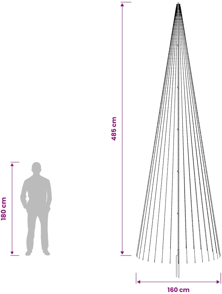LED Kalėdų medis 485 cm 1632 LED Šilta balta Geležis Juoda