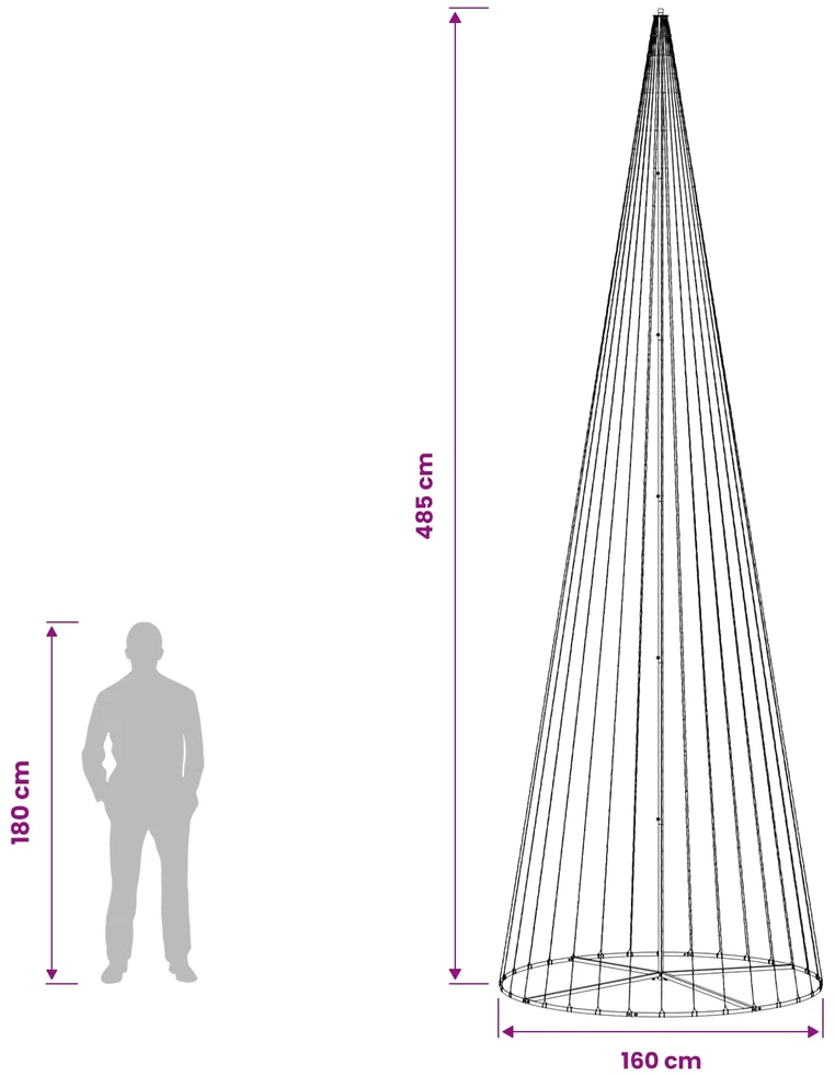 LED Kalėdų medis 485 cm 1632 LED Šilta balta Geležis Juoda