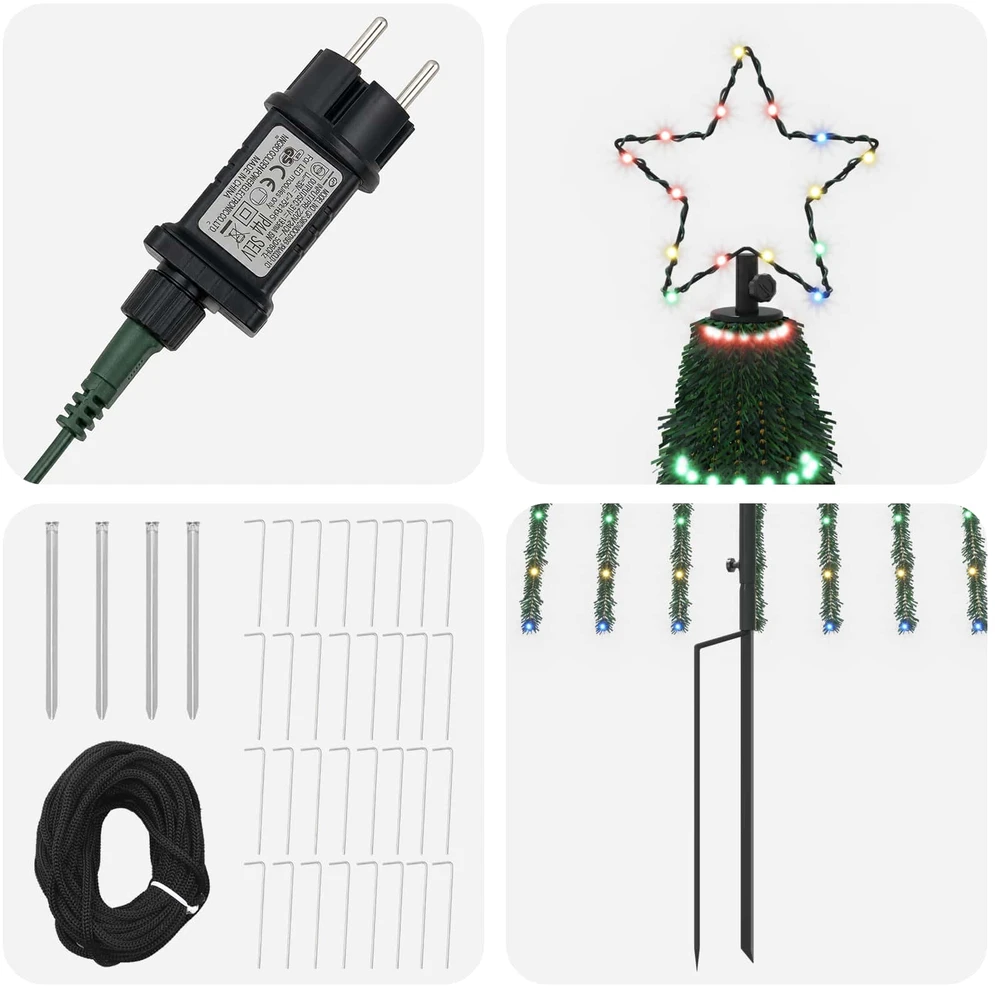 LED Kalėdų medis 500 cm 1524 LED Įvairių spalvų Plienas Juoda