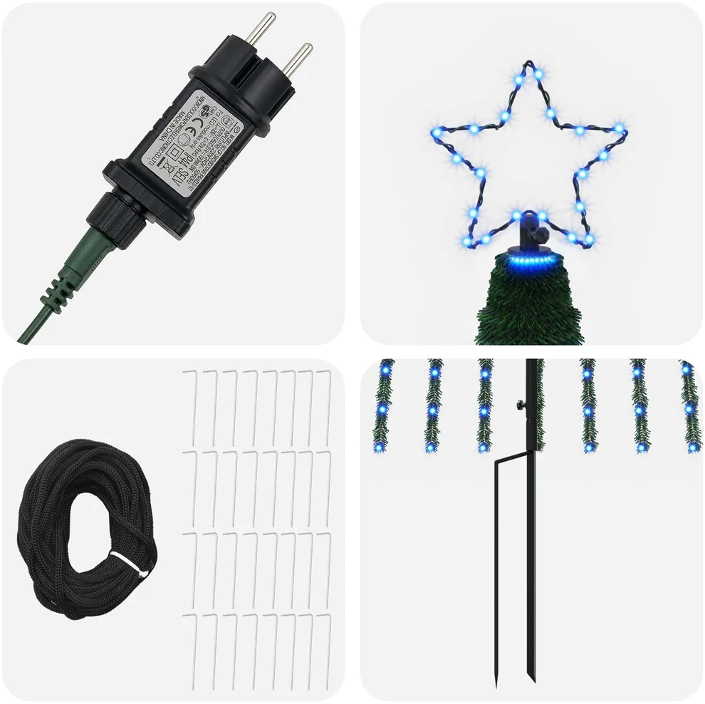 LED Kalėdų medis 500 cm 1524 LED Mėlyna Plienas Juoda