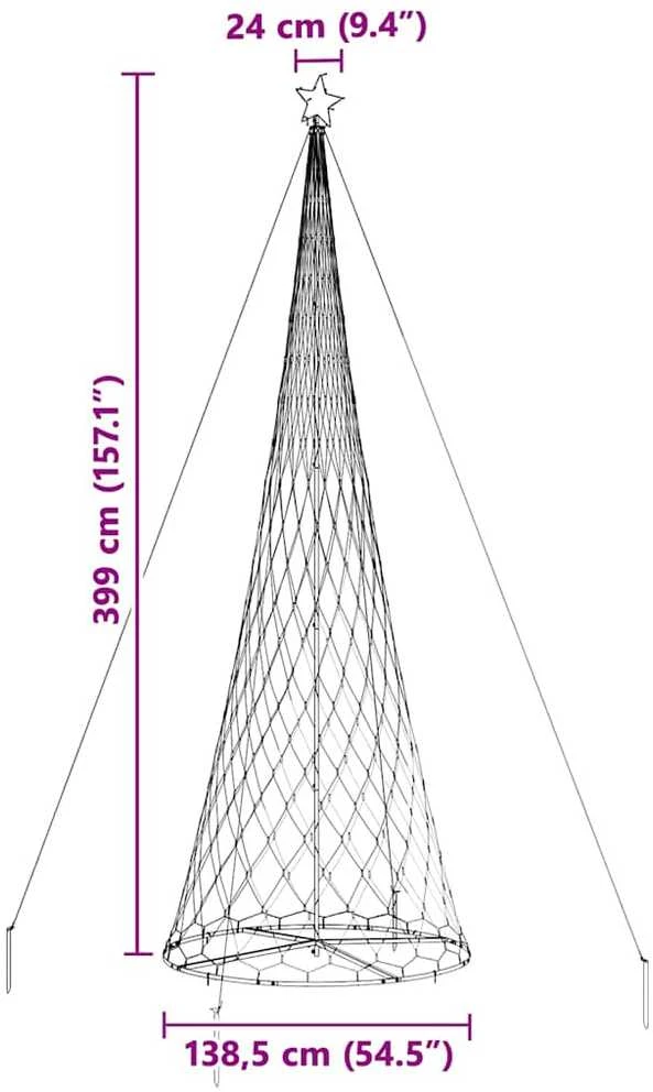 LED Kalėdų medis Įvairiaspalvis 399 cm metalas