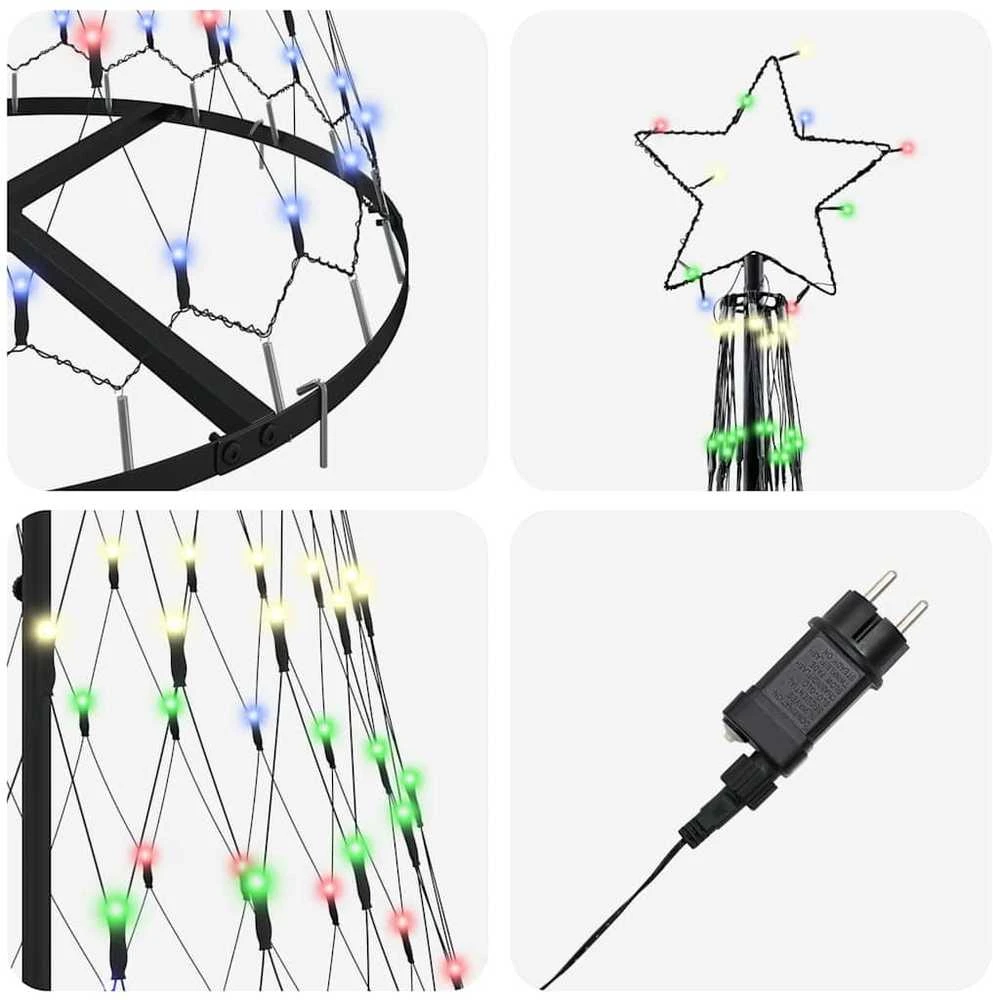 LED Kalėdų medis Įvairiaspalvis 184.5 cm metalas