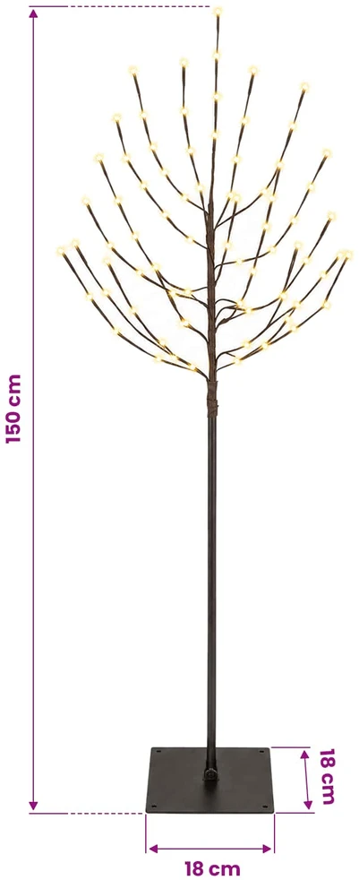 LED Kalėdų medis Juoda 18 x 18 x 150 cm Plienas 140 LED