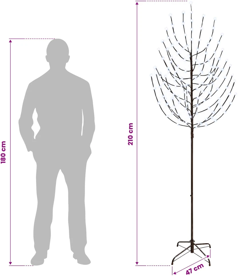 LED Kalėdų medis Juoda 210 cm Plienas 180 LED
