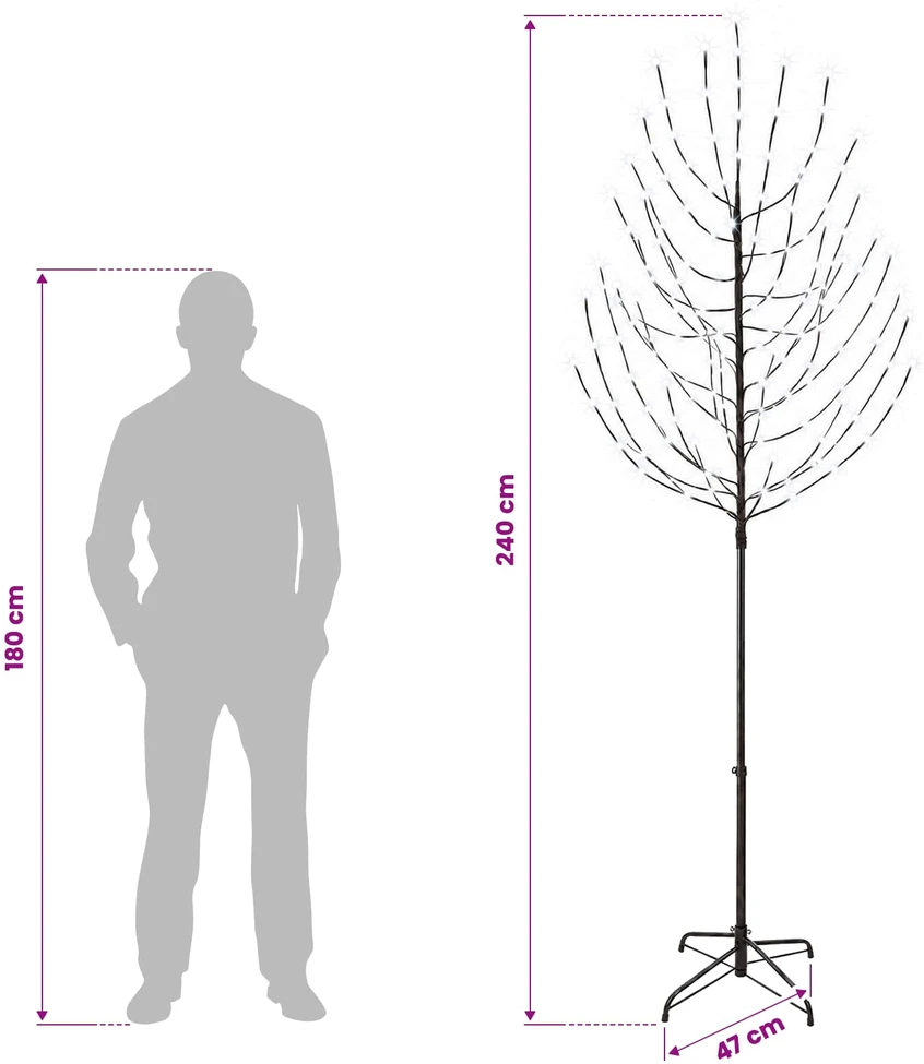 LED Kalėdų medis Juoda 240 cm Plienas 220 LED