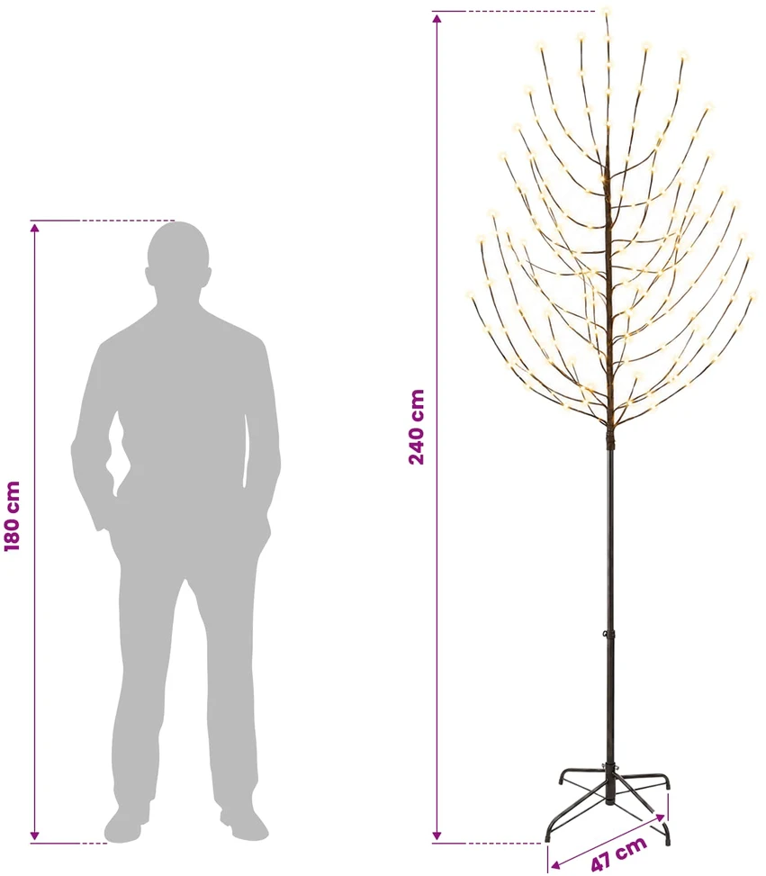 LED Kalėdų medis Juoda 47 x 240 cm Plienas 220 LED