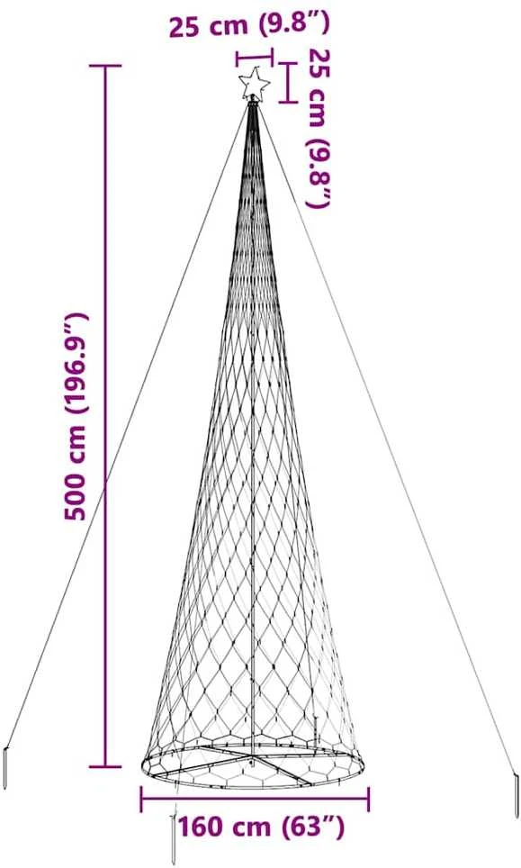 LED Kalėdų medis Šaltas baltas 500 cm metalas