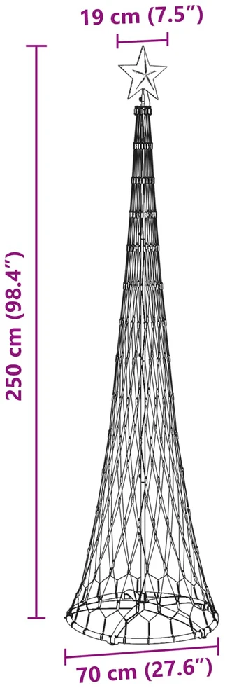 LED Kalėdų medis Šalta balta 250 cm metalas