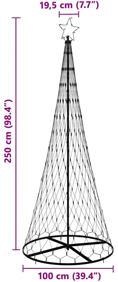 LED Kalėdų medis Šilta balta 250 cm metalas