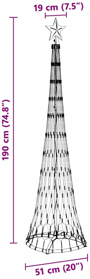 LED Kalėdų medis Šilta balta 51 x 51 x 190 cm metalas