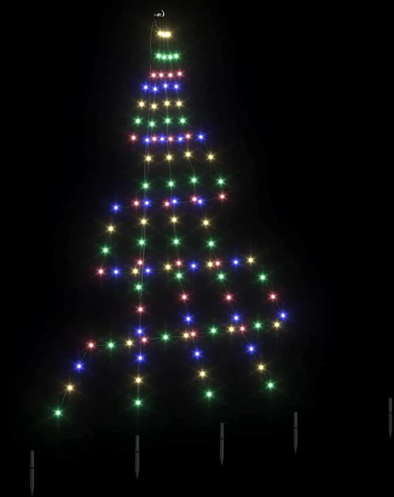 LED Kalėdinė eglutė su žemės kuoleliais Įvairiaspalvis 182 cm