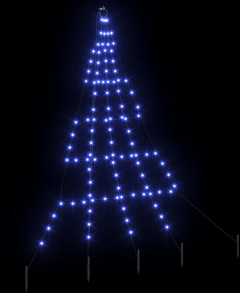 LED Kalėdinė eglutė su žemės kuoleliais Mėlyna 182 cm Metalas