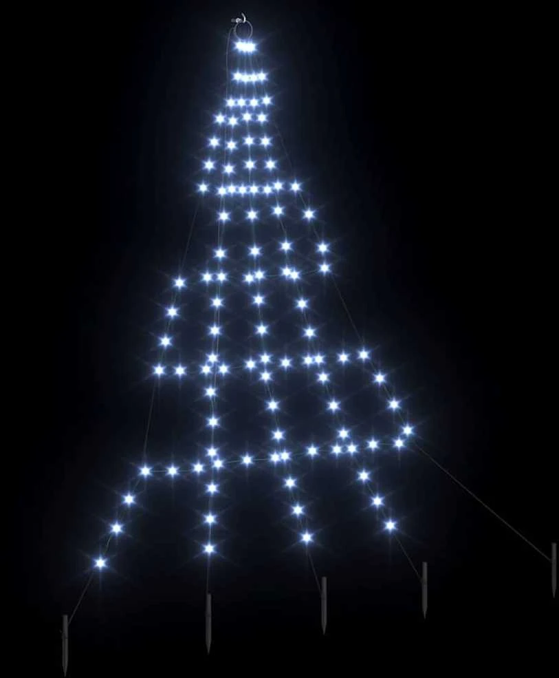 LED Kalėdinė eglutė su žemės kuoleliais Šalta balta 182 cm