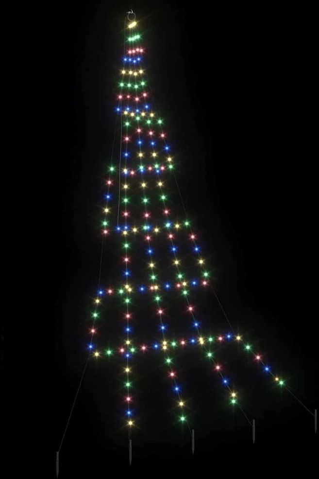 LED Kalėdinė eglutė su žemės kuoleliais Įvairiaspalvis 306 cm