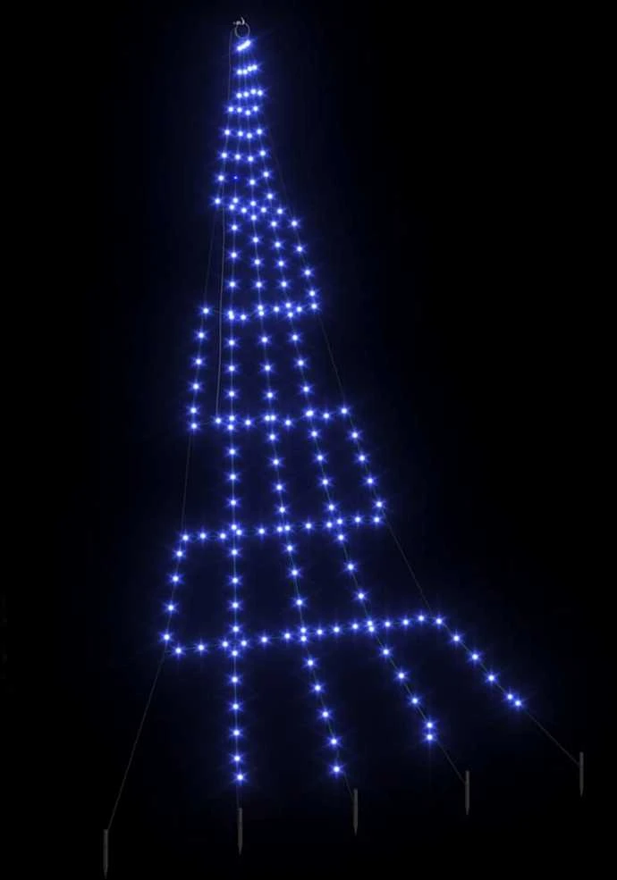 LED Kalėdinė eglutė su žemės kuoleliais Mėlyna 306 cm Metalas