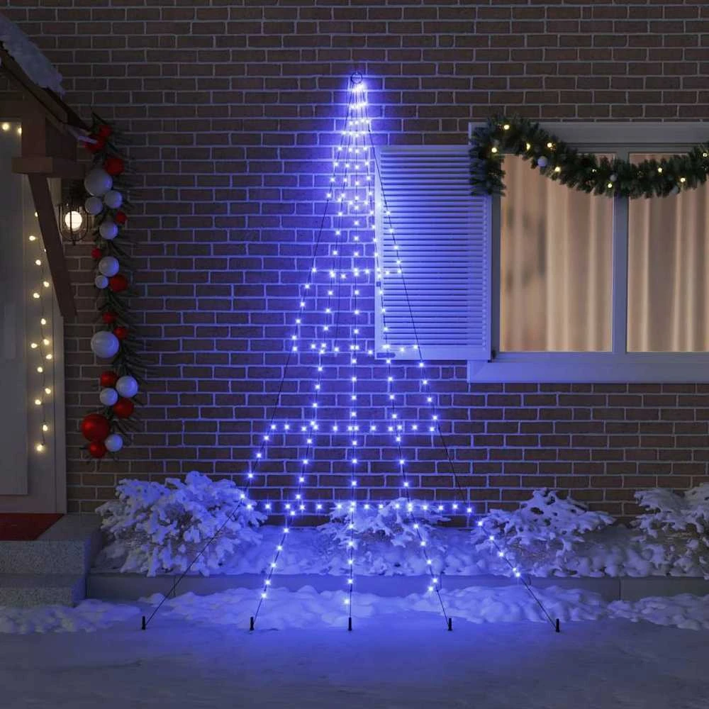 LED Kalėdinė eglutė su žemės kuoleliais Mėlyna 306 cm Metalas