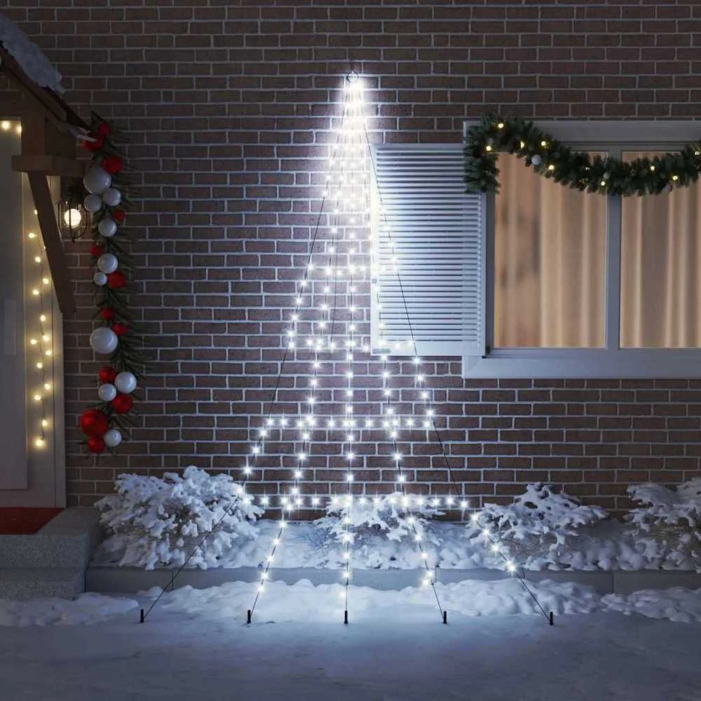 LED Kalėdinė eglutė su žemės kuoleliais Šalta balta 306 cm