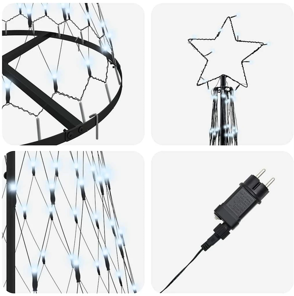 LED Kalėdų medis Šaltas baltas 184,5 cm metalas