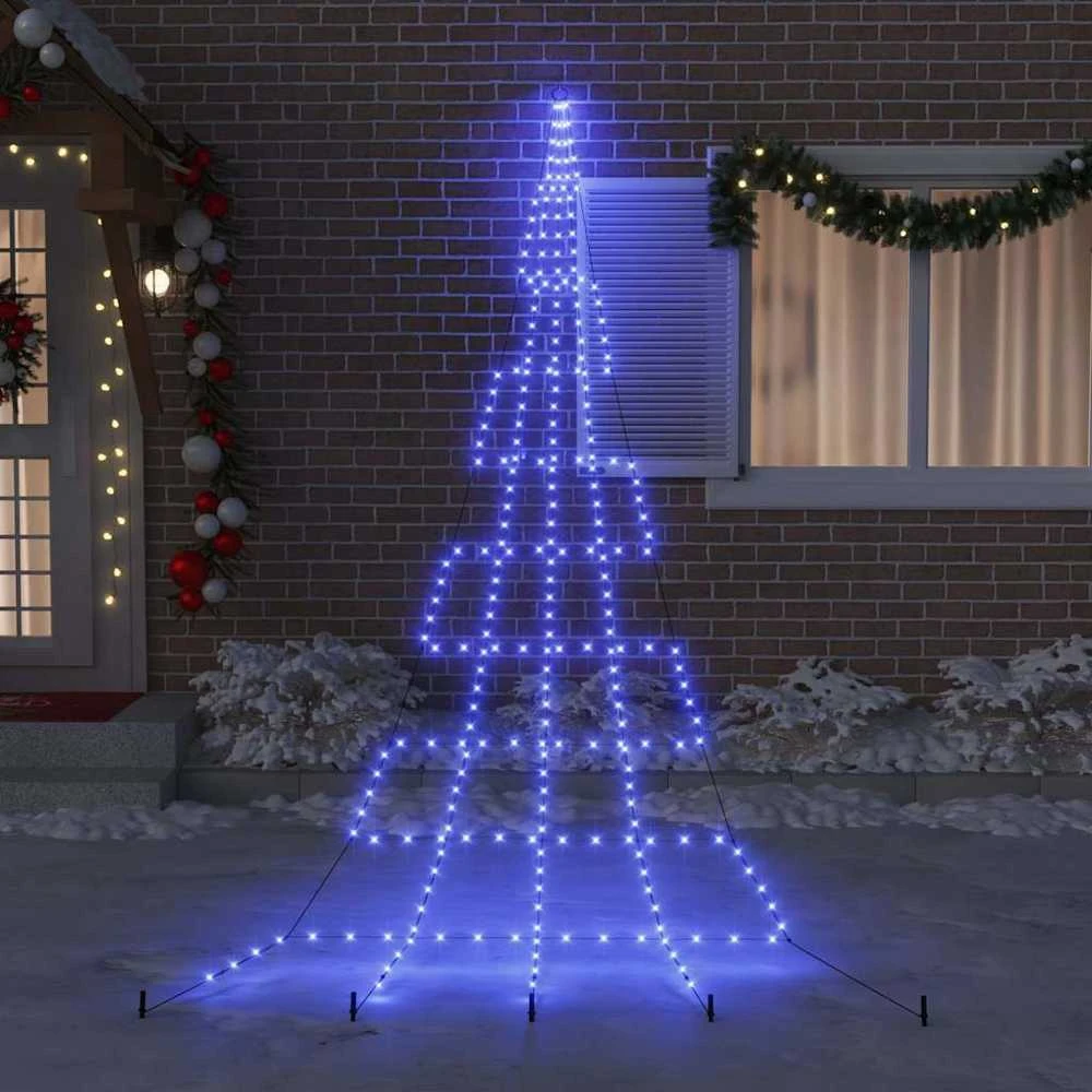 LED Kalėdinė eglutė su žemės kuoleliais Mėlyna 511 cm Metalas