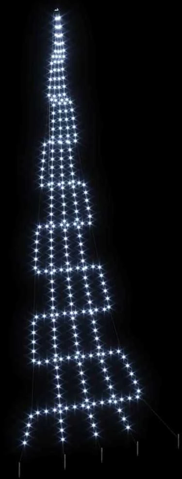 LED Kalėdinė eglutė su žemės kuoleliais Šalta balta 511 cm