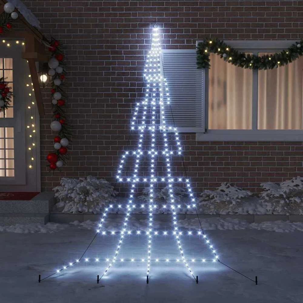LED Kalėdinė eglutė su žemės kuoleliais Šalta balta 511 cm