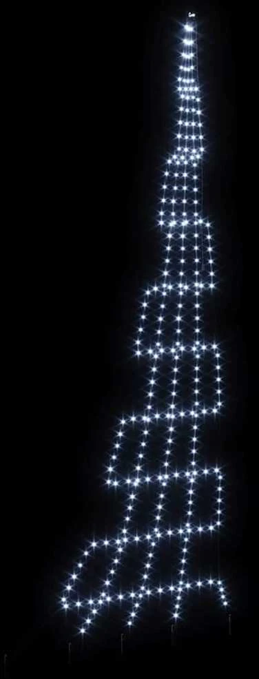LED Kalėdinė eglutė su žemės kuoleliais Šalta balta 511 cm