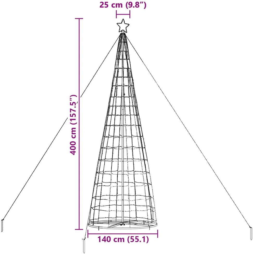 LED Kalėdų medis EKENAS 400 cm 800 LED Įvairių spalvų Plienas