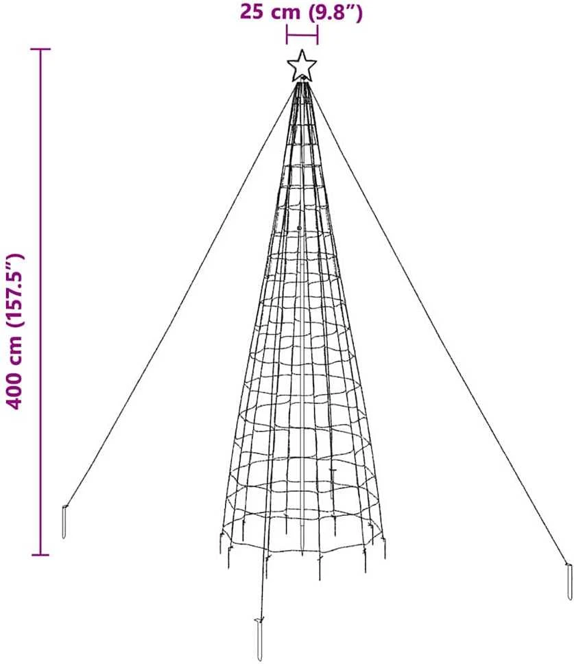LED Kalėdinė eglutė su žemės kuoleliais Mėlyna 400 cm Geležis