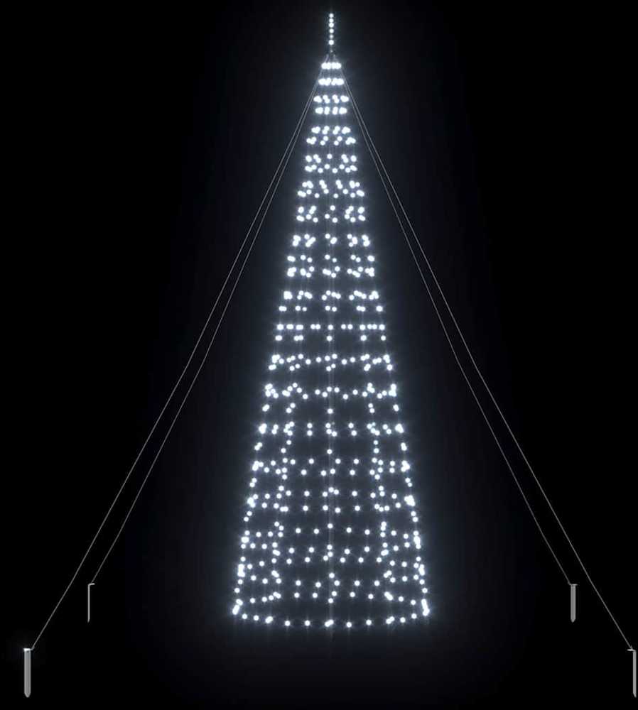 LED Kalėdinė eglutė su žemės kuoleliais Šalta balta 400 cm