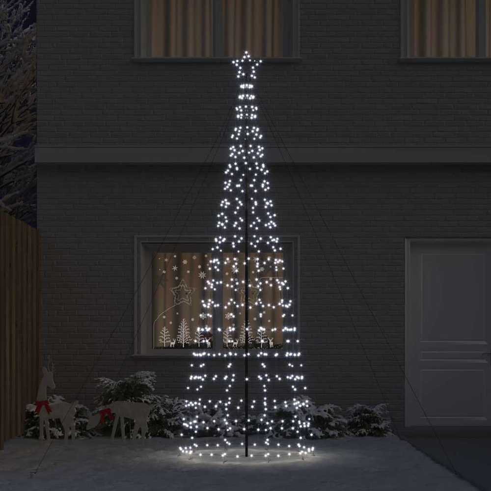 LED Kalėdinė eglutė su žemės kuoleliais Šalta balta 400 cm