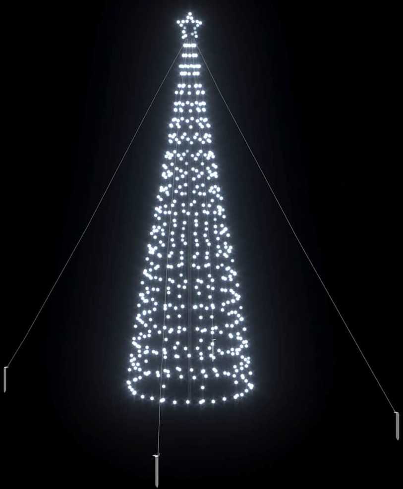 LED Kalėdinė eglutė su žemės kuoleliais Šalta balta 400 cm