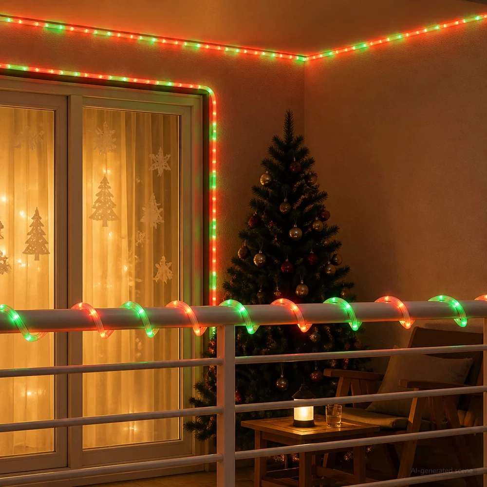 LED kalėdinė šviečianti žarna 1200 LED Raudona ir Žalia 50 m
