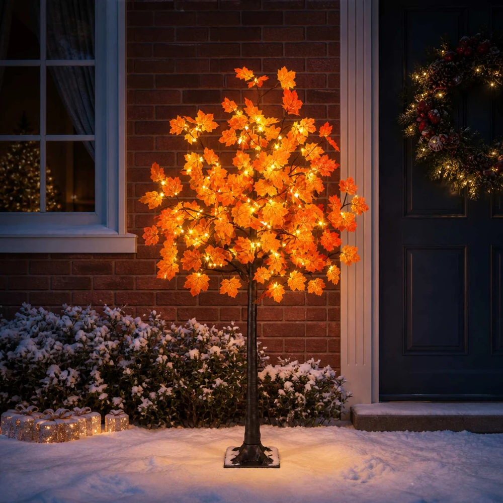LED klevo Kalėdų eglutė Ruda 120 cm Plastmasė 48 LED