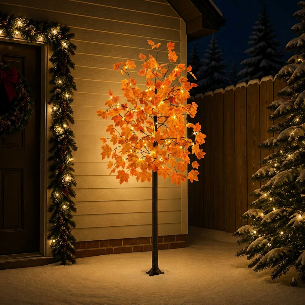LED klevo Kalėdų eglutė Ruda 210 cm Plastmasė 144 LED