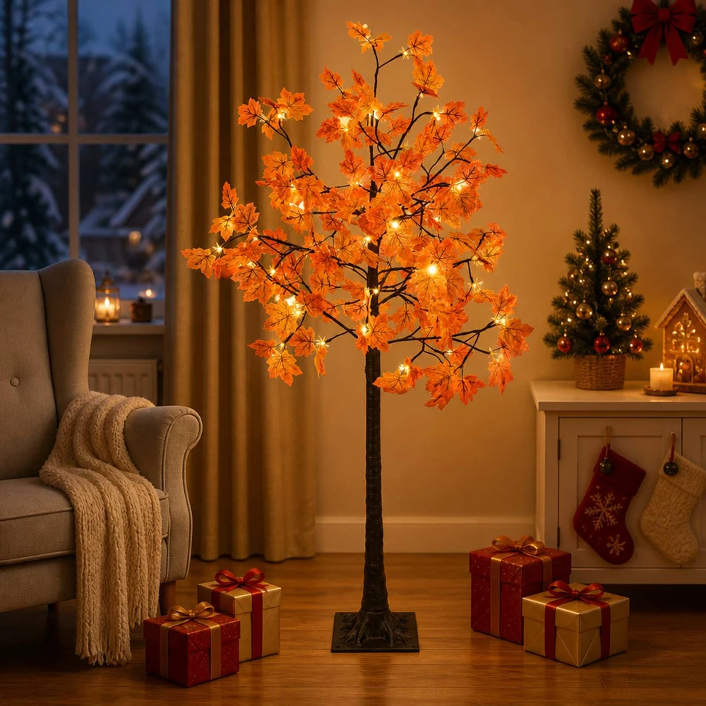 LED klevo Kalėdų eglutė Ruda 22 x 22 x 150 cm Plastmasė 96 LED